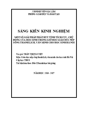 Sáng kiến kinh nghiệm Một số giải pháp phát huy tính tích cực, chủ động của HS trong giờ học