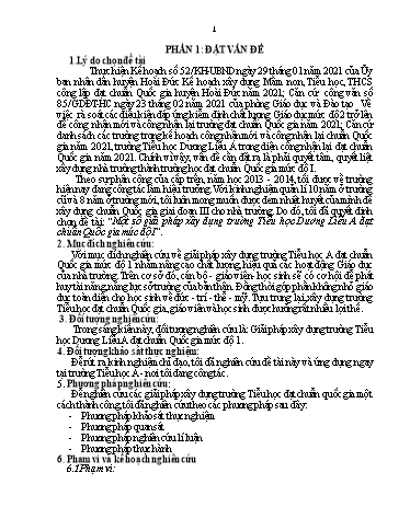 Sáng kiến kinh nghiệm Một số giải pháp xây dựng trường Tiểu học Dương Liễu A đạt chuẩn Quốc gia mức độ I