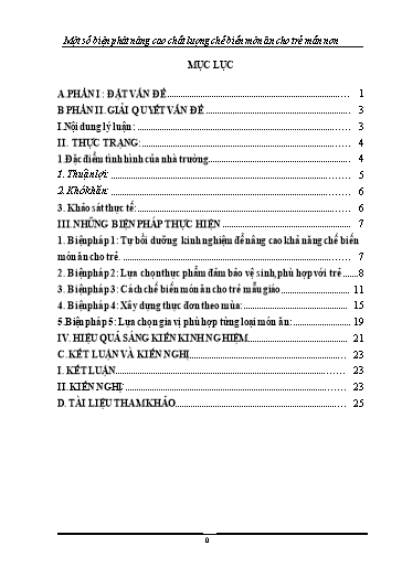 Sáng kiến kinh nghiệm Một số kinh nghiệm chế biến món ăn cho trẻ ở Trường Mầm Non