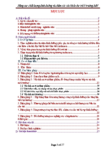 Sáng kiến kinh nghiệm Nâng cao chất lượng dinh dưỡng và chăm sóc sức khỏe cho trẻ ở Trường Mầm non