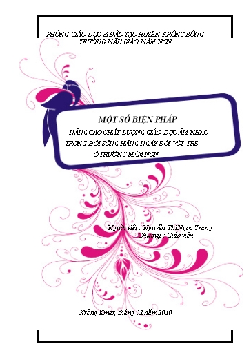 Sáng kiến kinh nghiệm Nâng cao chất lượng giáo dục âm nhạc trong đời sống hằng ngày đối với trẻ ở Trường Mầm non