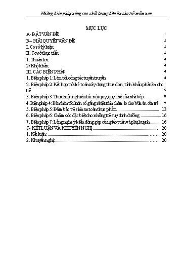 Sáng kiến kinh nghiệm Những biện pháp nâng cao chất lượng bữa ăn cho trẻ Mầm non