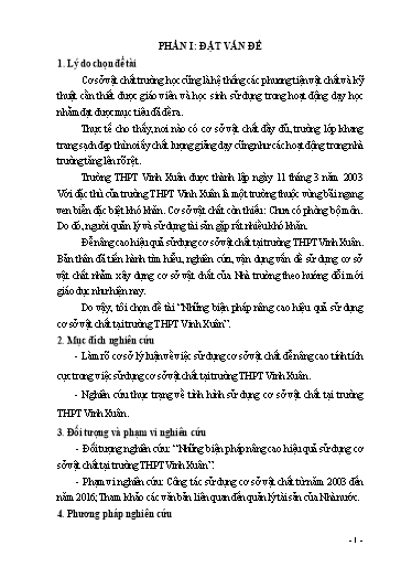Sáng kiến kinh nghiệm Những biện pháp nâng cao hiệu quả sử dụng cơ sở vật chất tại trường THPT Vinh Xuân