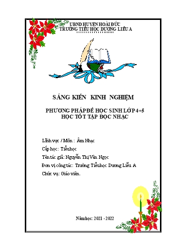 Sáng kiến kinh nghiệm Phương pháp để học sinh Lớp 4+5 học tốt tập đọc nhạc