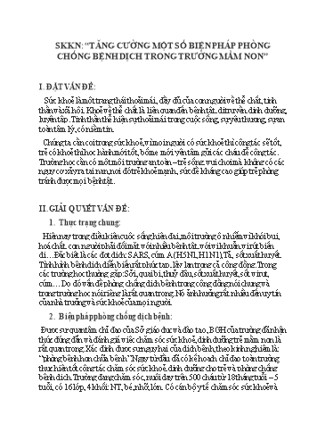 Sáng kiến kinh nghiệm Tăng cường một số biện pháp phòng chống bệnh dịch trong Trường Mầm Non