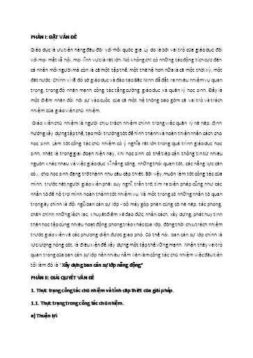 Sáng kiến kinh nghiệm Xây dựng ban cán sự lớp năng động