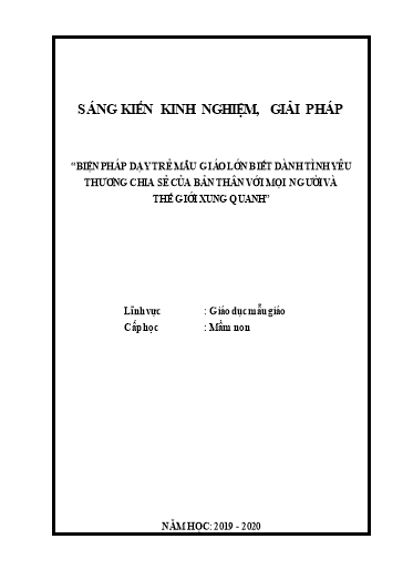 SKKN Biện pháp dạy trẻ Mẫu giáo Lớn biết dành tình yêu thương chia sẻ của bản thân với mọi người và thế giới xung quanh