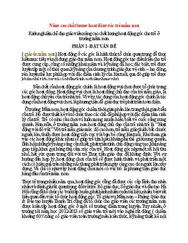 SKKN Kinh nghiệm chỉ đạo giáo viên nâng cao chất lượng hoạt động góc cho trẻ ở Trường Mầm Non B xã Ngọc Hồi