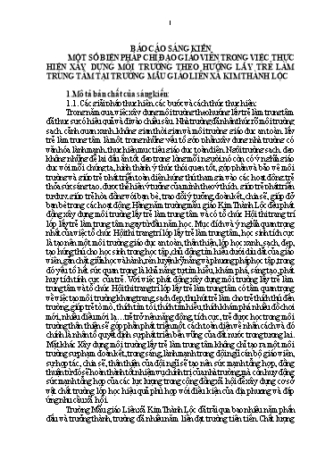 SKKN Một số biện pháp chỉ đạo giáo viên trong việc Xây dựng môi trường theo hướng lấy trẻ làm trung tâm tại trường Mẫu giáo Liên xã Kim Thành Lộc