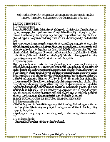 SKKN Một số biện pháp đảm bảo vệ sinh an toàn thực phẩm trong Trường Mầm Non có tổ chức ăn bán trú