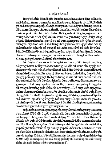 SKKN Một số biện pháp đổi mới trong quản lý chỉ đạo nâng cao chất lượng chăm sóc nuôi dưỡng trẻ ở Trường Mầm Non