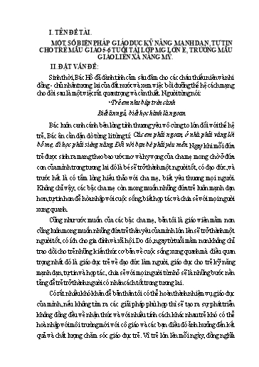 SKKN Một số biện pháp giáo dục kỹ năng mạnh dạn, tự tin cho trẻ Mẫu giáo 5-6 tuổi tại Lớp Mẫu giáo Lớn E, trường mẫu LX Năng Mỹ