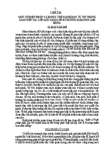 SKKN Một số biện pháp giáo dục trẻ mạnh dạn, tự tin trong giao tiếp tại lớp Lớn B Trường Mầm non Ánh Hồng