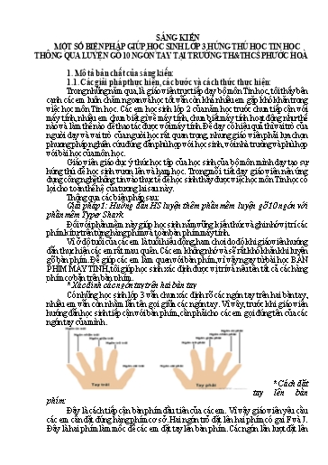 SKKN Một số biện pháp giúp học sinh Lớp 3 hứng thú học Tin Học thông qua luyện gõ 10 ngón tay tại trường TH&THCS Phước Hoà