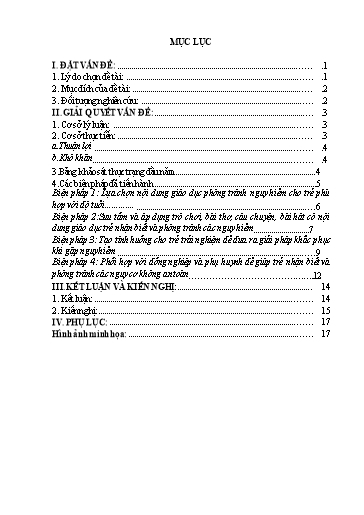 SKKN Một số biện pháp giúp trẻ 5-6 tuổi nhận biết và phòng tránh nguy hiểm thường gặp hằng ngày ở trường Mầm Non