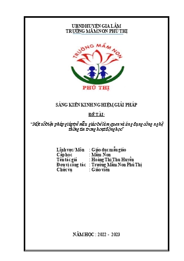 SKKN Một số biện pháp giúp trẻ mẫu giáo bé làm quen và ứng dụng công nghệ thông tin trong hoạt động học