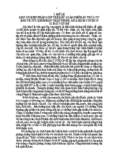 SKKN Một số biện pháp giúp trẻ MG Nhỡ A tự bảo vệ sức khỏe bản thân phòng chống dịch bệnh covid-19