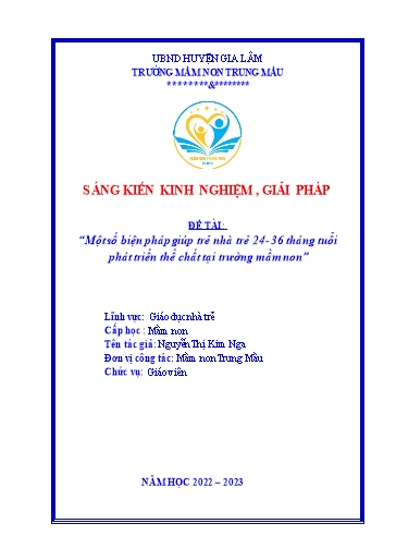 SKKN Một số biện pháp giúp trẻ nhà trẻ 24- 36 tháng tuổi phát triển thể chất tại Trường Mầm Non