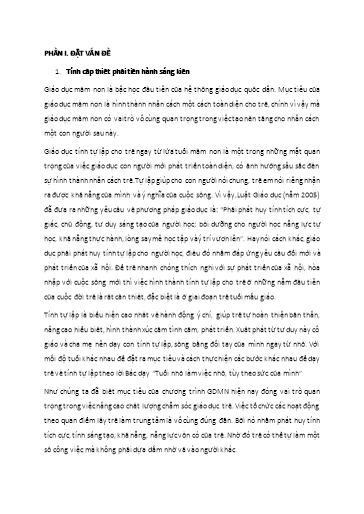 SKKN Một số biện pháp kết hợp với phụ huynh giáo dục tính tự lập cho trẻ 3-4 tuổi thông qua các hoạt động ở gia đình và trong trường Mầm non