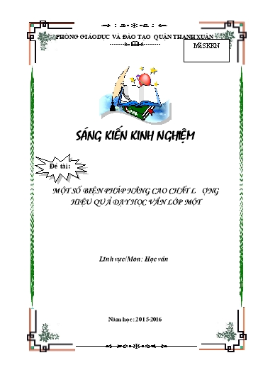 SKKN Một số biện pháp nâng cao chất lượng hiệu quả dạy Học vần Lớp 1