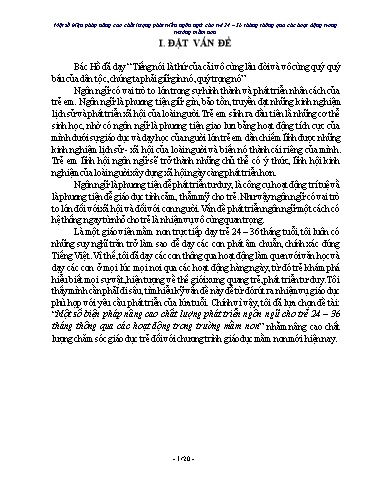 SKKN Một số biện pháp nâng cao chất lượng phát triển ngôn ngữ cho trẻ 24 – 36 tháng thông qua các hoạt động trong Trường Mầm Non