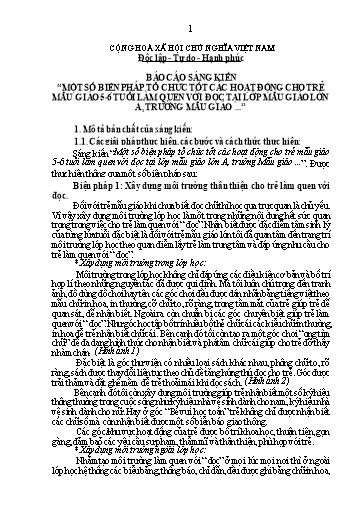 SKKN Một số biện pháp tổ chức tốt các hoạt động cho trẻ Mẫu giáo 5-6 tuổi làm quen với đọc tại lớp Mẫu giáo lớn A, trường Mẫu giáo