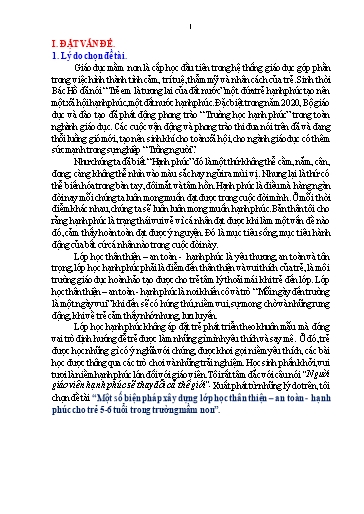 SKKN Một số biện pháp xây dựng lớp học thân thiện – an toàn - Hạnh phúc cho trẻ 5-6 tuổi trong trường Mầm Non