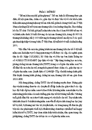 SKKN Một số biện pháp xây dựng trường học an toàn, phòng chống tai nạn thương tích cho trẻ tại trường Mầm non Hương Mạc 1, Thành phố Từ Sơn, Tỉnh Bắc Ninh