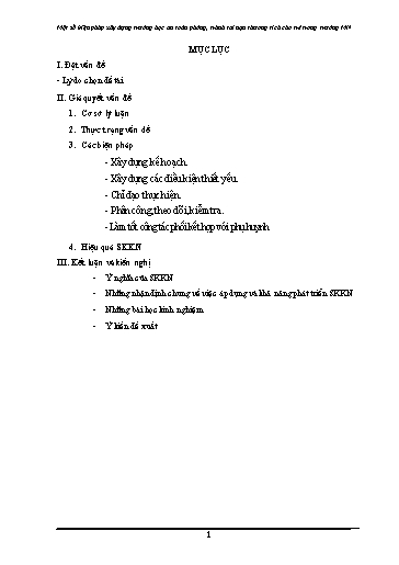 SKKN Một số biện pháp xây dựng trường học an toàn phòng, tránh tai nạn thương tích cho trẻ trong Trường Mầm Non