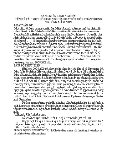 SKKN Một số kinh nghiệm dạy tốt môn Toán trong Trường Mầm Non