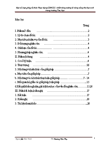 SKKN Một số kinh nghiệm tổ chức các hoạt động giáo dục ngoài giờ lên lớp nhằm giáo dục kĩ năng sống cho học sinh trường Tiểu học Hoàng Văn Thụ
