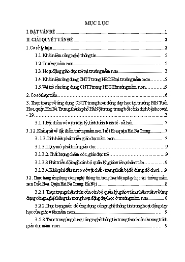 SKKN Thực trạng và một số biện pháp ứng dụng công nghệ thông tin trong hoạt động dạy học tại Trường Mầm Non Tuổi Hoa, Quận Hai Bà Trưng, Thành phố Hà Nội trong bối cảnh dịch bệnh covid - 19